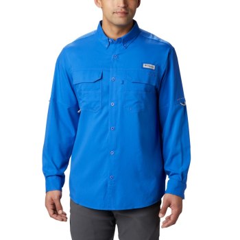 Columbia PFG Blood and Guts III Long Sleeve Woven, Camisa Azules Para Hombre | 735408-QTV